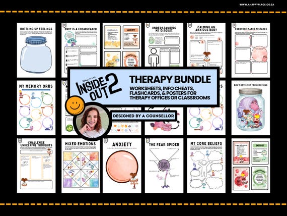 Inside Out 2 Printable Bundle, Emotional Regulation PDF Worksheets, Flashcards & Posters for Kids SEL, Coping Skills and Therapy Tools