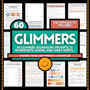 Glimmers Triggers Planilhas Cartões de registro no diário Polyvagal Deb Dana Prática restaurativa Regulação de trauma Ferramentas PTSD Gratidão DBT CBT Ansiedade