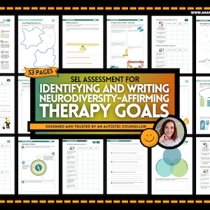SEL Assessment PDF, So schreiben Sie die Neurovielfalt Affirming Therapie Ziele, Neurovielfalt-Tool für Kinder, Jugendliche, ADHD & Autismus-Spektrum, Sprache