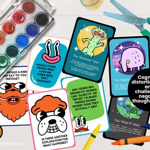 Hojas de trabajo de TCC para niños, Terapia cognitivo-conductual para niños, Hojas de trabajo para desafiar los pensamientos negativos, Creencias centrales de los niños, Acoso cerebral, TCC imagen 6
