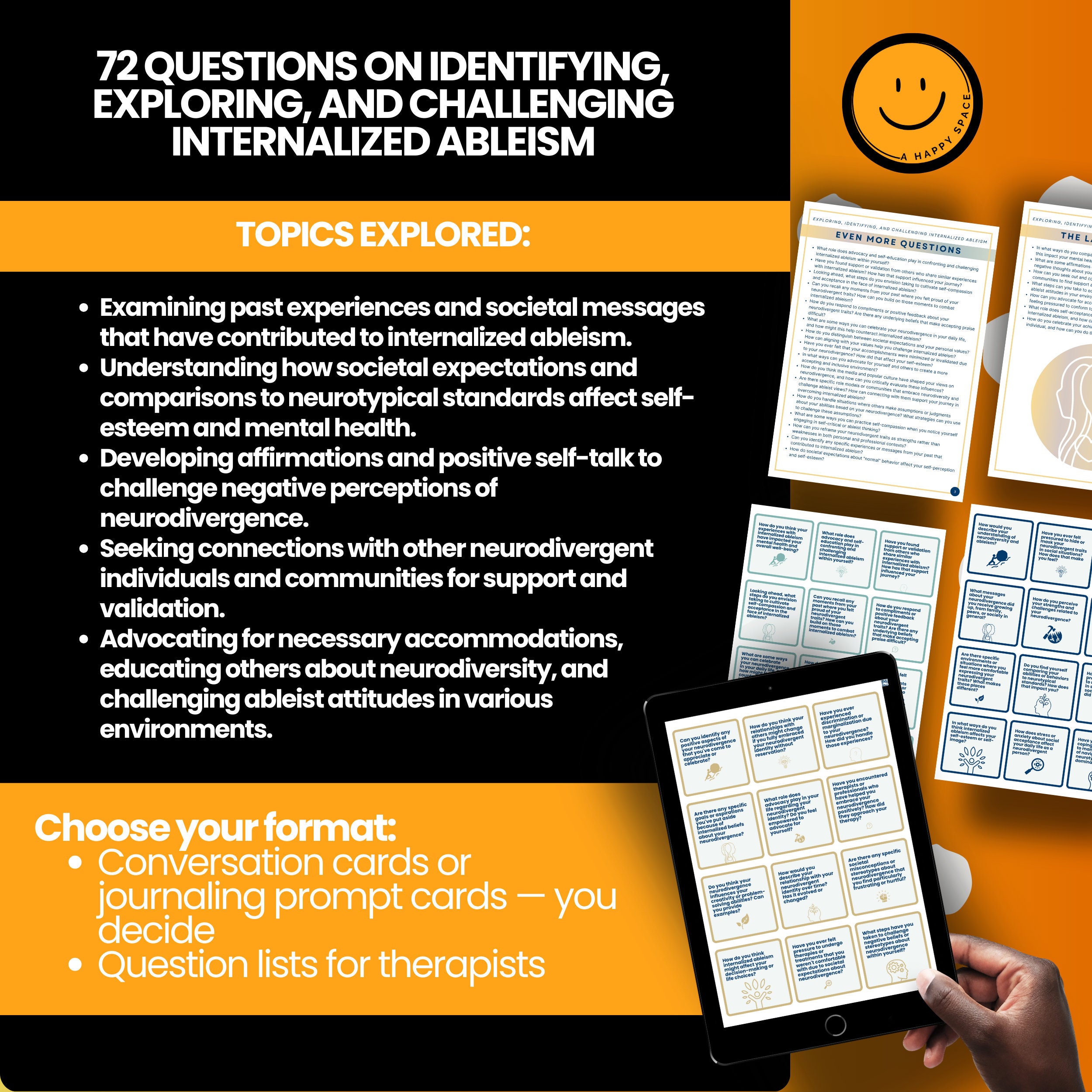 Internalised Autism Challenging Internalized Ableism Cards & Questions PDF, Printable ...