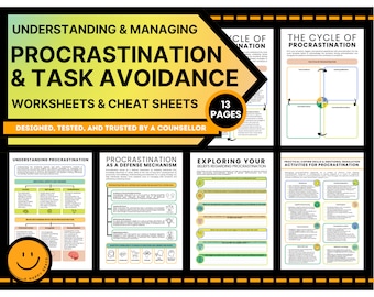 Understanding Procrastination Worksheets Task Avoidance Managing Time OT Motivation Stop Help Aversion Anxiety Perfectionist Guilt EQ