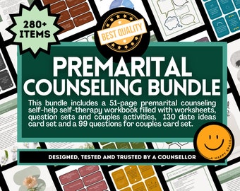 Self-Help Premarital Counseling Bundle, Premarital Counseling Bundle, Workbook for Couples, Couples Counseling, Wedding Planning Workbook