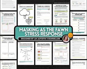 Masking & Fawn Response Printable Worksheets, Neurodiversity Affirming Scripts for Autism and ADHD PDF, People Pleasing, Unmasking