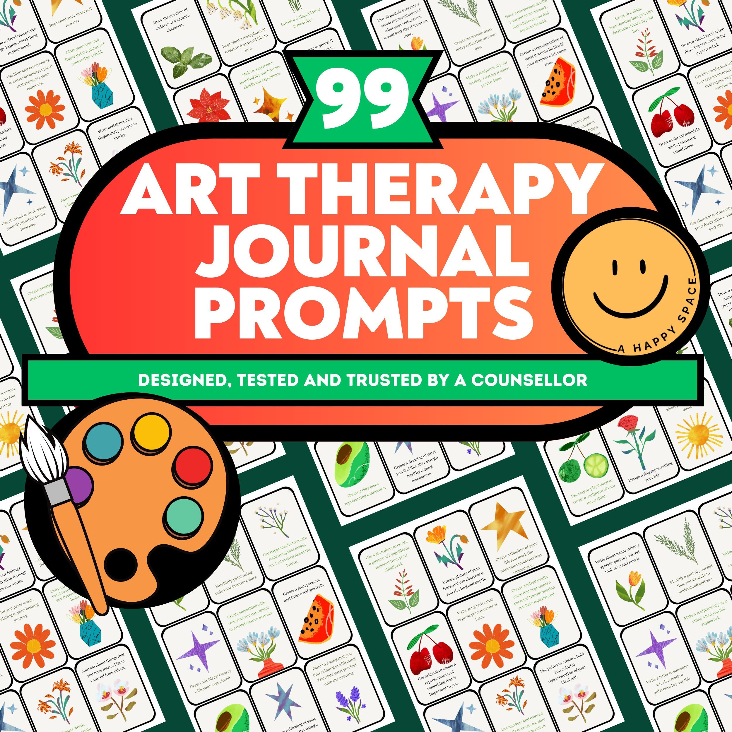 Art Therapy Journal Prompt Cards Tools Resource Therapeutic Healing Creative Interventions Expressive Arts Counselor Strength-based Therapy
