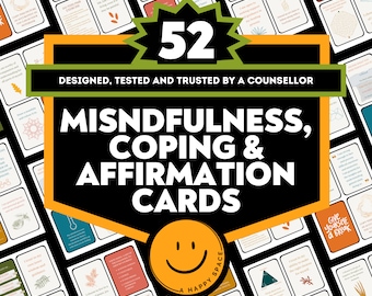 Mindful Coping-vaardigheidskaarten voor volwassenen Therapeuten PTSS Trauma DGT Angst IFS Aarding Kaarten somatische therapie Paniek Tools Cheatsheets