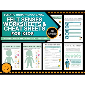 Felt Senses for Kids Worksheets Somatic Awareness Therapy Play Therapy Children Experiencing Trauma Therapy Gestalt SE Polyvagal Regulation