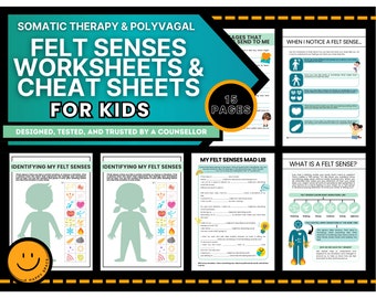Felt Senses for Kids Worksheets Somatic Awareness Therapy Play Therapy Children Experiencing Trauma Therapy Gestalt SE Polyvagal Regulation