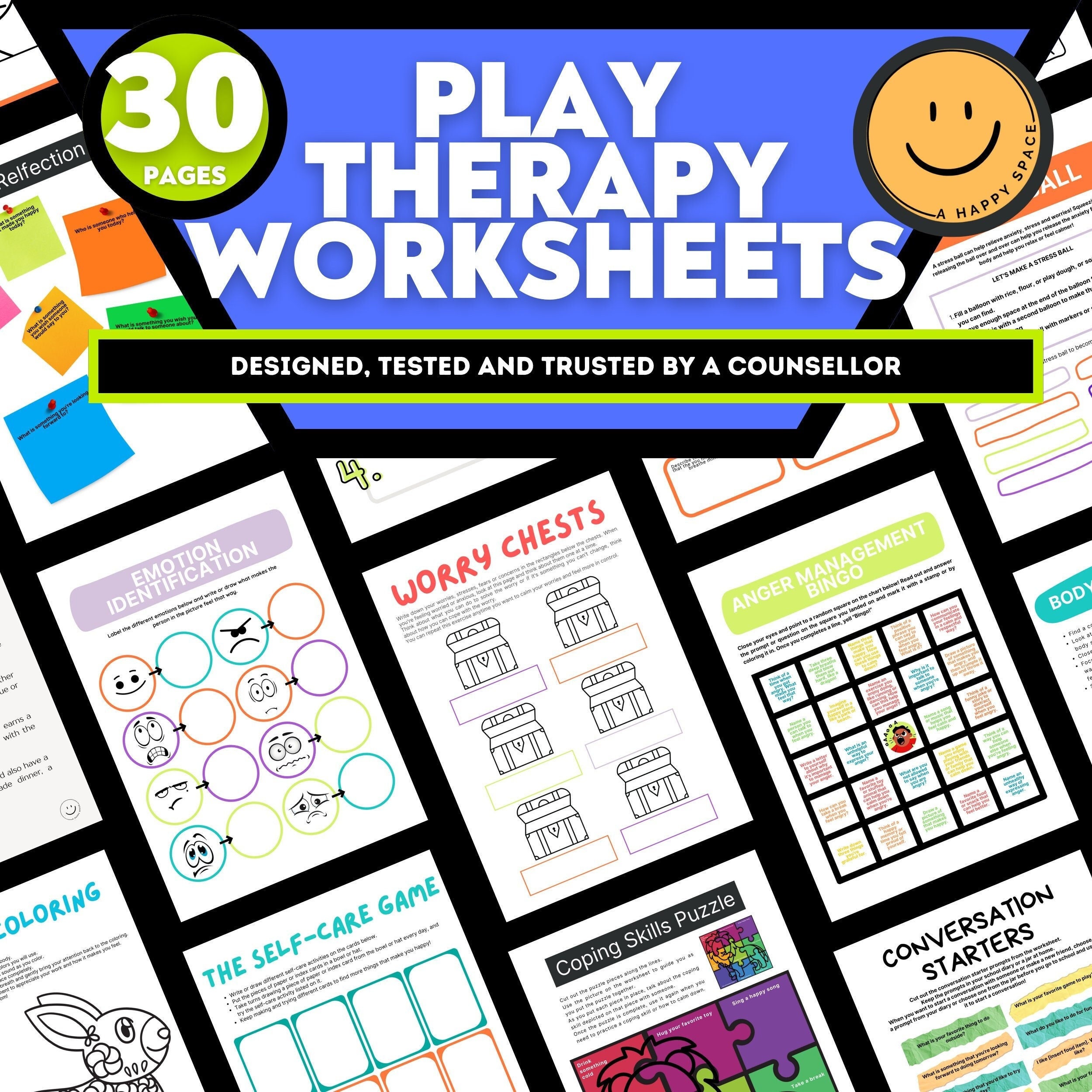 Play Therapy Worksheets for Therapists Child School Counselor Etsy