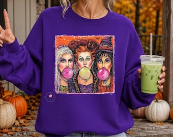 Sudadera unisex de Halloween con burbujas de colores de las hermanas Sanderson, tallas S-2X, camiseta de Halloween, sudadera divertida, regalo de Halloween