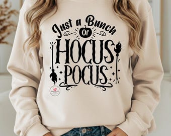 Sudadera "Just a Bunch of Hocus Pocus", sudadera de Halloween, hermanas Sanderson, camiseta de bruja, tallas de la S a la 2XL