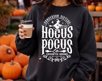 Sudadera con estampado gráfico de las hermanas Sanderson, Hocus Pocus y las escobas encantadas, tallas S-2X