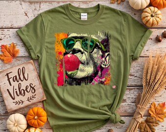 Camiseta de Halloween de Frankenstein con chicle de colores brillantes, tallas S-2X