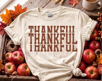 Camiseta gráfica de otoño "Agradecimiento": Ropa de otoño para el Día de Acción de Gracias