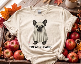 Camiseta de Bulldog Francés Fantasma, Camiseta de Halloween para Perros con Diseño de Dulces
