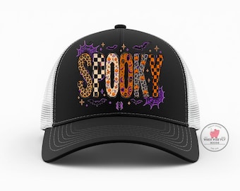 Gorra de camionero colorida y espeluznante, linda gorra de malla de Halloween para la temporada de Halloween.