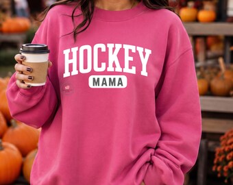 Sudadera con estampado gráfico de letras grandes "Hockey Mama" atrevida y elegante, tallas S-2X