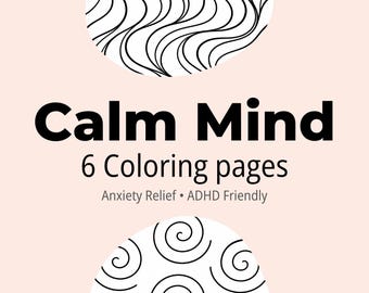 Calm Mind Coloring Pages | Anxiety Relief, ADHD Friendly, Stress Relief (Digital Download)