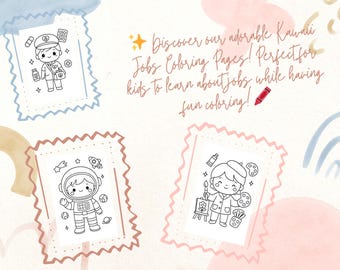 Kawaii Career Coloring Book for Kids | Printable A4 PDF