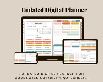 Planificador Goodnotes sin fecha, Planificador digital mensual, Plantilla Goodnotes, Planificador de iPad, Digital Bullet Journal Pdf, Pegatinas Goodnotes Boho