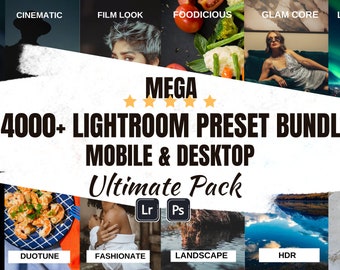 4000+ Lightroom Preset BUNDLE, Mobile & Desktop Presets, Travel Summer Photo Editing Filter for Instagram, Natural Spring Influencer Blogger