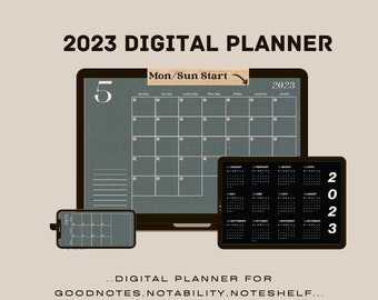 2023 Goodnotes Planner, Monthly Digital Planner, Goodnotes Template, iPad Planner, Digital Bullet Journal Pdf, Goodnotes Stickers Boho