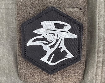 1x Patch "Pest Arzt", Klettverschluss, Aufnäher Outdoor Morale Tactical Plague Doctor Medic Rotes Kreuz Airsoft Sammeln Abziehbar