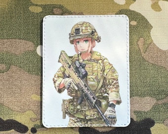 Patch « English Army Girl » avec fermeture Velcro ; Patch militaire moral tactique tenue extérieure PMC attaque Anime UK recueillir amovible