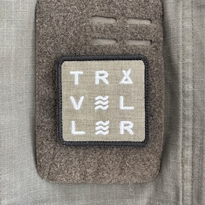 Traveller Olive Green Patch with Velcro; Hiker, Travel Mountains, Camping Mountains Patch Morale Tactical Outdoor Velcro Backpack