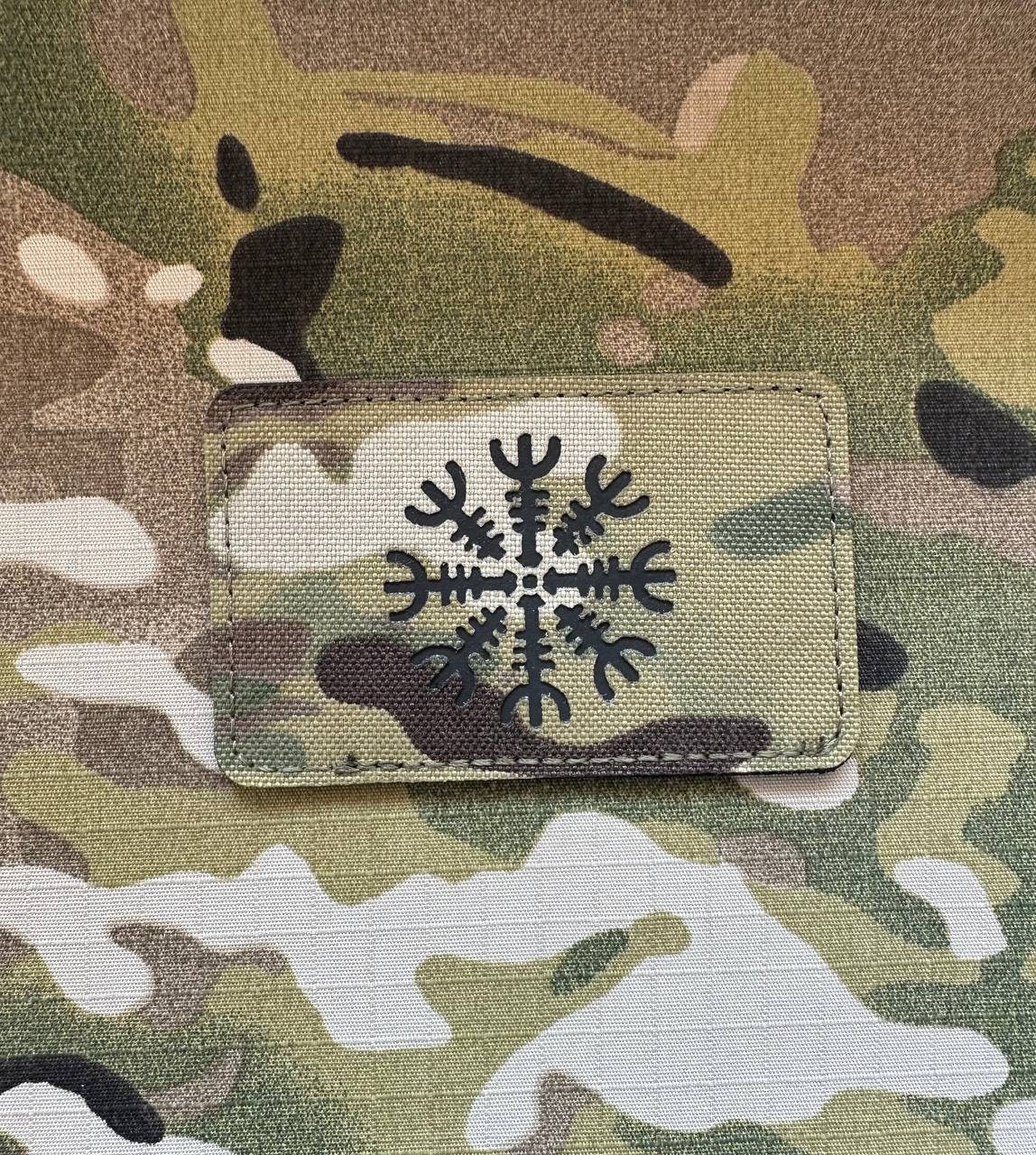 Patch "Aegishjalmur" Multicam Velcro; Rune Viking, Nordic Patch Morale Tactical Outdoor Valhalla Vikings Velcro Helmet Airsoft