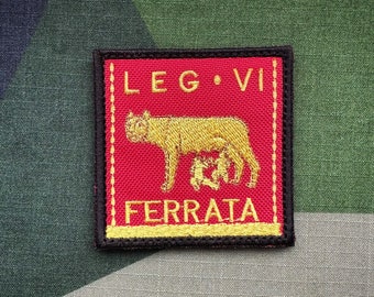 Patch “Legion VI "Ferrata” Red w. Velcro Roman Empire Patch Aquila Wolf Roma Centurion Morale Tactical Outdoor Velcro