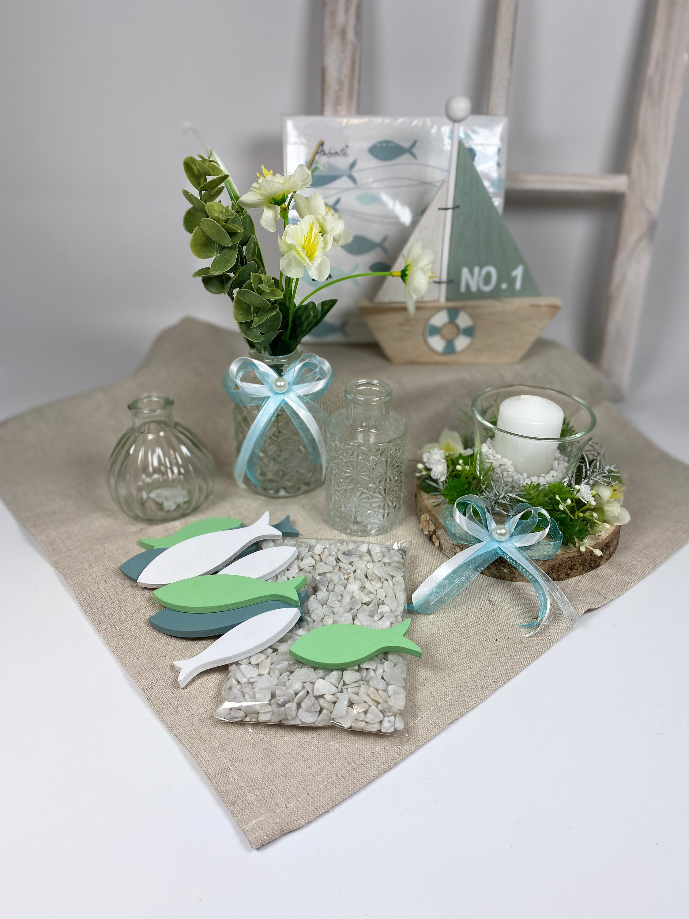 12x Windlichter Tischdeko 40. Geburtstag - Elegante Eukalyptus Deko Mit 'Schön Dass Du Da Bist'