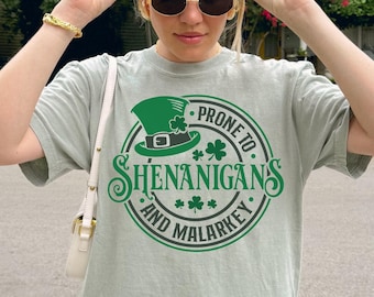 Shenanigans St Patrick's Day Shirt, Shamrock Shirt, Irish TShirts, St Patty's Day Tee Women, Lucky Shamrock, Irish Drinking Shirt, Pub Crawl
