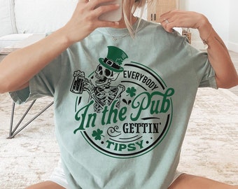 Skeleton Pub Crawl Shirt St Patricks Day, Beer Shirt, Drinking Shirts for Women, Funny St Patty's Day TShirt, Skeleton Tee, Shamrock Shirt