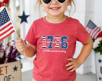 4th of July Shirt Toddler, America 250 Anniversary Shirt, USA Tees Toddler, 4th of July Kids Crewneck, Toddler Tees, Toddler Tshirts