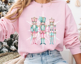 Nutcracker Sweatshirt, Pink Nutcracker Sweatshirt, Nutcracker Gifts, Nutcracker Sweater, Pink Christmas Sweatshirts, Holiday Crewneck