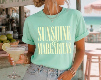 Camiseta Sunshine Margarita, Camisetas para vacaciones de verano en la playa, Camisetas para viajes de chicas, Camisetas de cóctel Margarita, Camisetas gráficas para mujer, Camisetas para beber