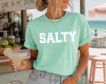 Salty Shirt, Beachy Coastal, Beach Trip, Beach Vacation Tees Women, Summer Crewneck, Beachy Tshirts, Ocean Lover, Comfort Colors Shirts Sea