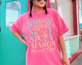 Spicy Margs Cocktail Shirt, Margarita TShirt, Happy Hour, Margarita Tees, Tequila Shirt, Trendy Aesthetic Shirts, Beach Vacation Shirts