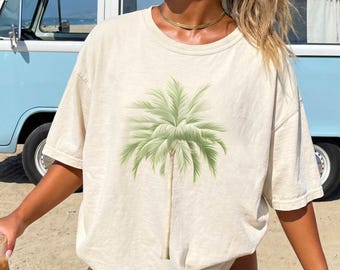 Palm Tree Beach Shirt, Tropical Summer Tee, Vacation Comfort Colors T-shirt, Beach Vacation Outfits Women, Palm Tree Gifts, Beachy Coastal