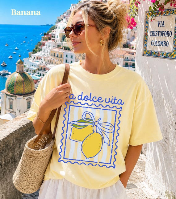 La Dolce Vita Lemon Shirt, Italian Summer Tees, Amalfi Coast Shirts, Summer Comfort Colors Tshirts, Lemon Tees, Womens Graphic Tshirts