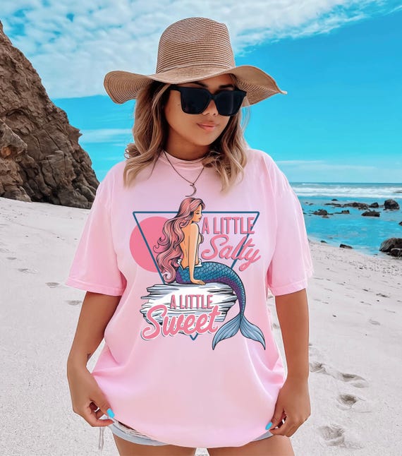 Salty Mermaid Shirt, Summer Beach Vacations Shirts Women, Retro Summer Tshirts, Comfort Colors Shirts Summer, Girls Trip, Mermaid Sea