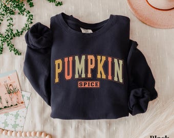 Sudadera con sabor a calabaza y especias, amantes del café otoñal, colores que te reconfortan en otoño, sudadera bonita de otoño, café con leche y especias de calabaza, cuello redondo con sabor a café, conjuntos de otoño