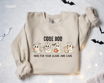 Halloween Nurse Sweatshirt, Nurse Crewneck, Funny Nurse Gifts, Nurse Spooky Season, Seasonal Nurse, Ghost Spooky Nurse Sweaters, ER Nurse