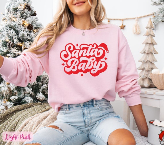 Santa Baby Sweatshirt, Retro Christmas Sweatshirt, Pink Christmas Sweatshirt  for Women, Women Christmas Outfit, Retro Christmas Sweater - Etsy