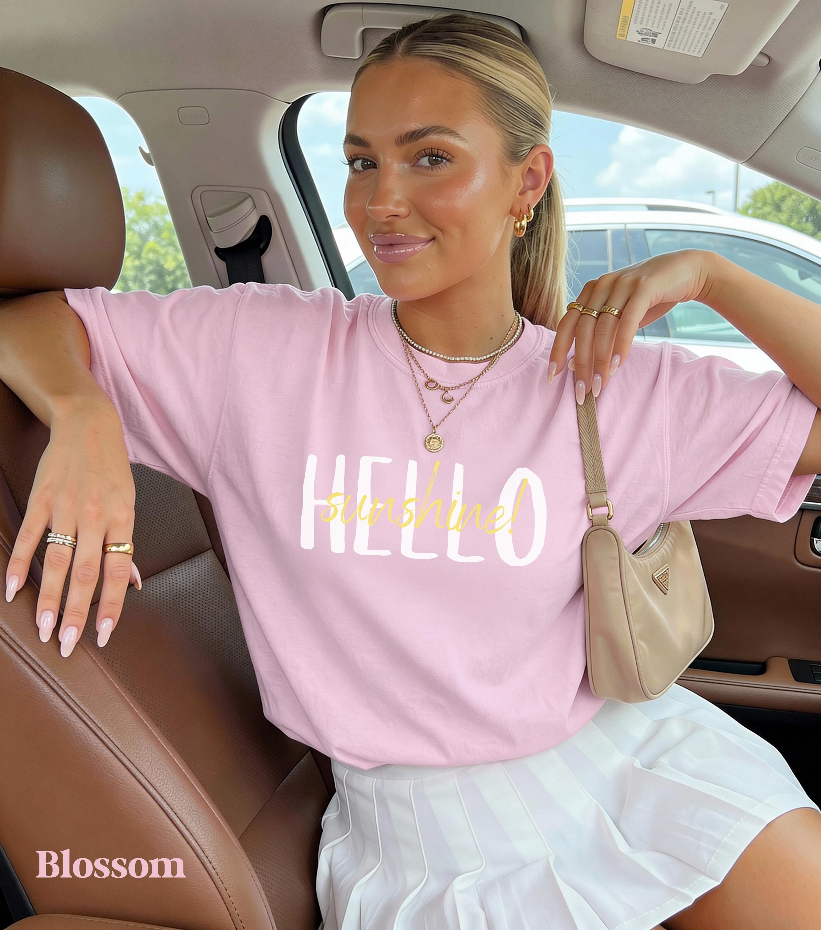 Hello Sunshine Shirt, Summer Comfort Colors Shirt, Sunshine Tshirt, Beach Vacation Tees, Spring Outfits Women, Summer Cotton Shirts, Sunny