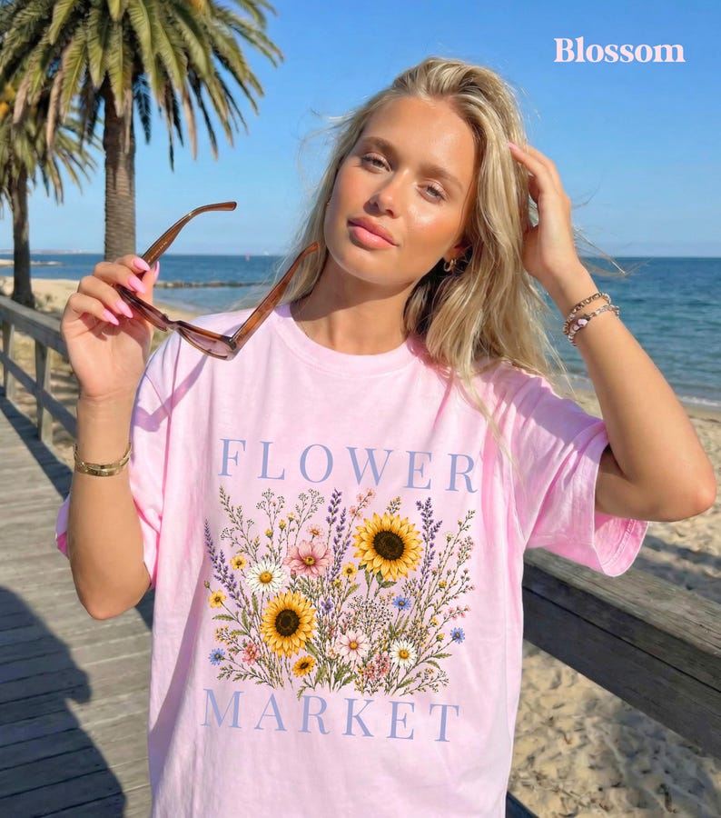 Wildflowers Flower Market Shirt, Sunflower Shirt, Floral Crewneck, Flower Tshirts, Summer Shirts Women, Summer Floral Tees, Gardening Shirt Blossom