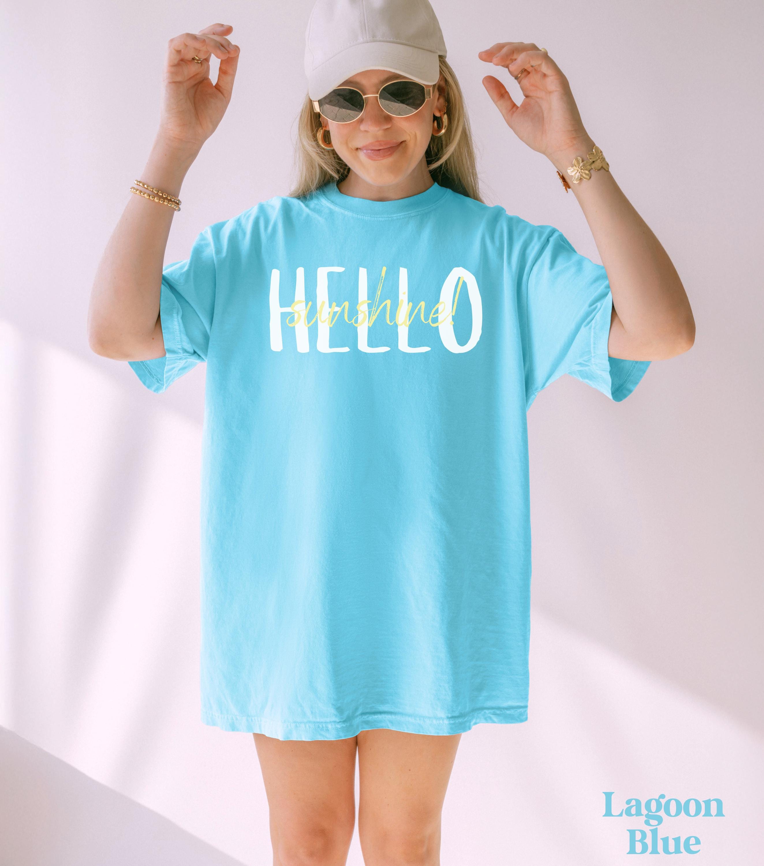 Hello Sunshine Shirt, Summer Comfort Colors Shirt, Sunshine Tshirt, Beach Vacation Tees, Spring Outfits Women, Summer Cotton Shirts, Sunny