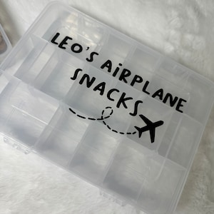 Personalised airplane snack box | BPA free food container for children | kids car journey snack box | holiday with kids essentials