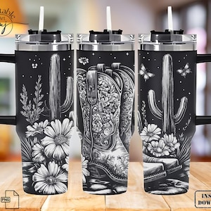 Cowgirl Boots Laser Engrave SVG File: Western 40oz Tumbler Design (Digital Download)